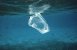 Plastikpose der flyder i havet